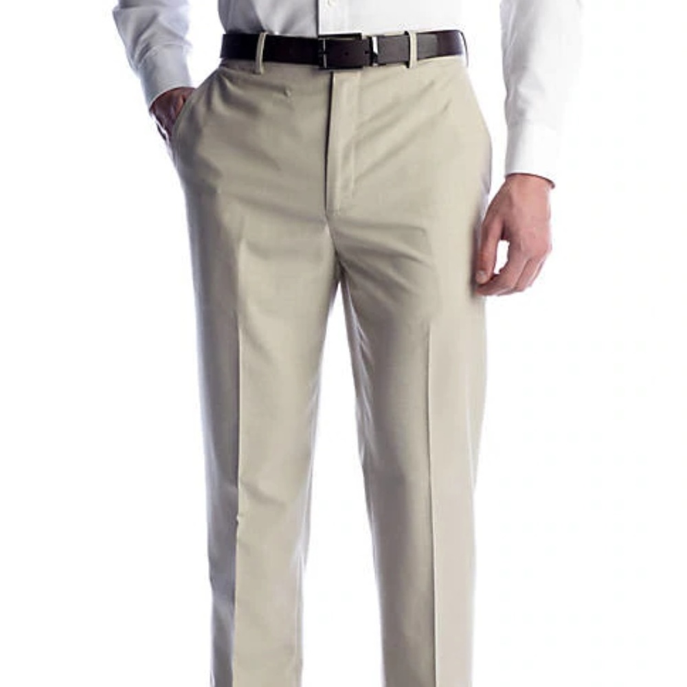Classic Fit Linen Blend Flat Front Dress Pants
